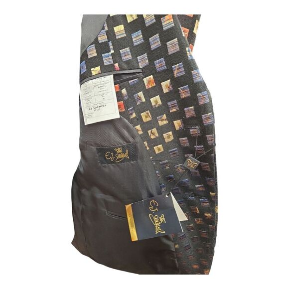 MEN'S EJ SAMUEL MULTI SQUARE COLOR ABSTRACT PATTERN COAT. J25 - Picture 6 of 7